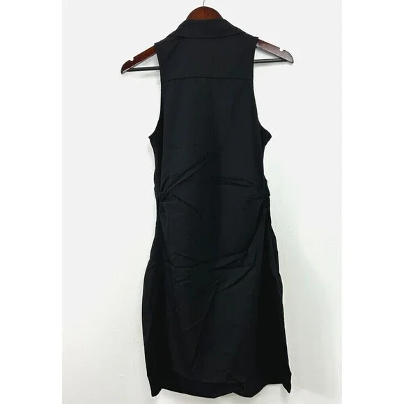 New Choosy St Crosby Plunging Shirt Dress 12 Black Sophie Turner Kim Kardashian - Picture 7 of 10